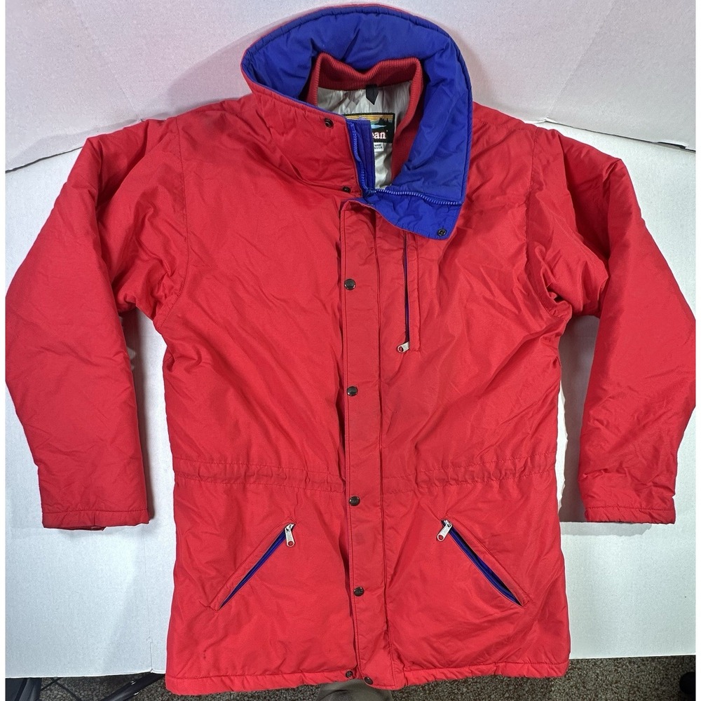 Vintage LL Bean Penobscot Parka Coat Men's Large Hooded Red Jacket USA Made